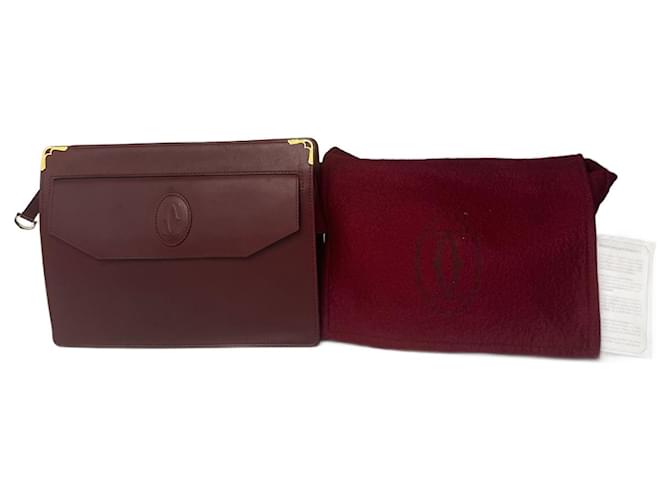 Vintage Cartier Leather clutch burgundy Dark red