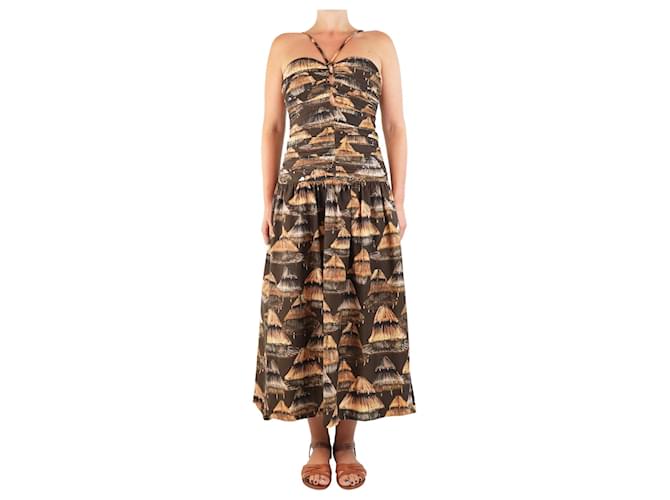Farm Rio Brown printed halterneck midi dress - size S Cotton Tencel ref.2358910 - Joli Closet Farm Rio Brown printed halterneck midi dress - size S Cotton Tencel ref.2358910 - Joli Closet