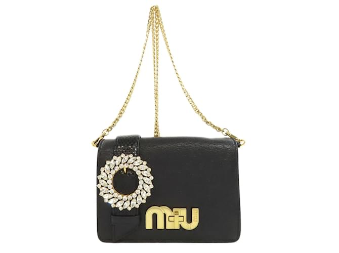 MIU MIU ミュウミュウLeather Chain Shoulder Bag Miu Miu Leather Shoulder Bag - Clay Grey | Editorialist