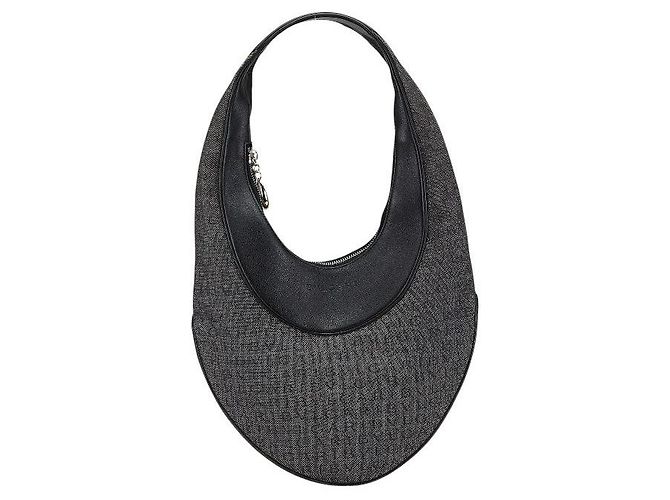 Bulgari Bvlgari Ascot Logo Mania Denim Leather Shoulder Bag Black 