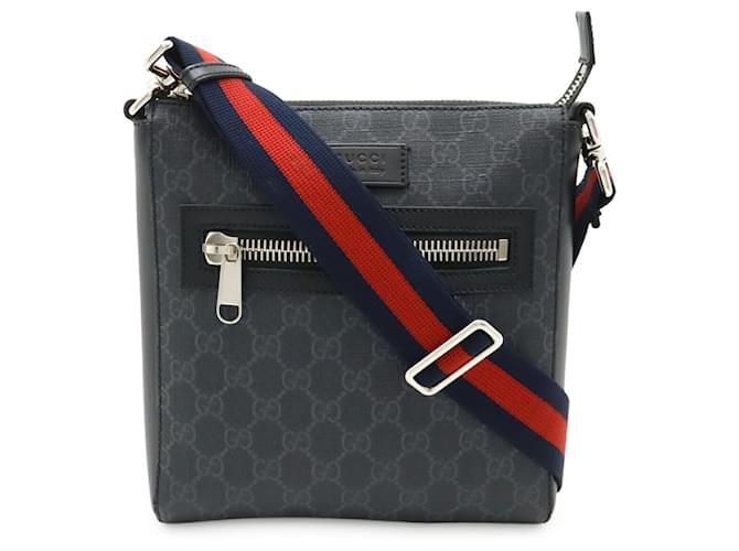 GUCCI GG Supreme Web Line Small Shoulder Bag Brown Black