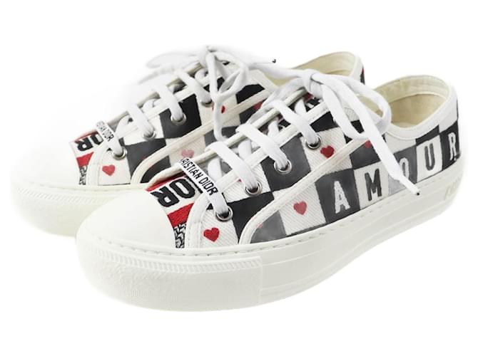 Christian Dior WALK'N'DIOR Canvas Leather Sneakers Black White Red