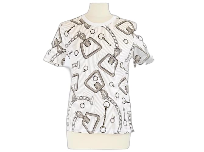 Effet Kaleidoscope♪【 HERMES 】micro t-shirt Hermès T-shirt Micro Effet Kaléidoscope Nature Blanc Hermes