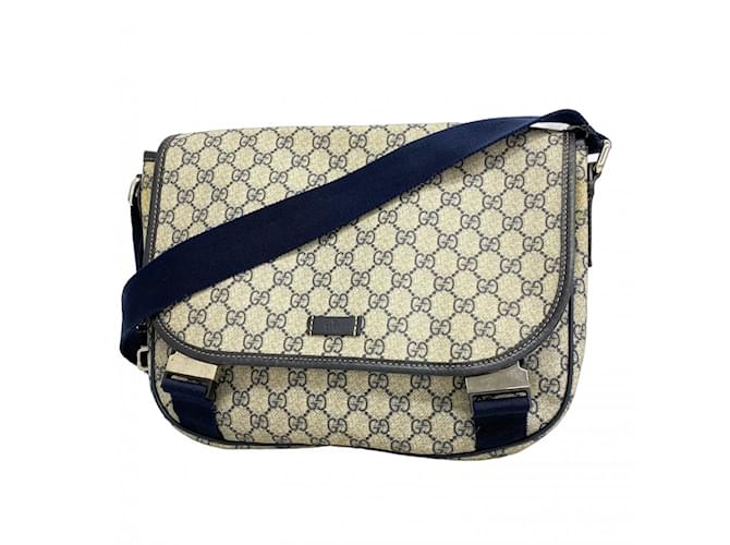 Gucci GG Supreme Shoulder Bag Beige Navy blue Plastic ref