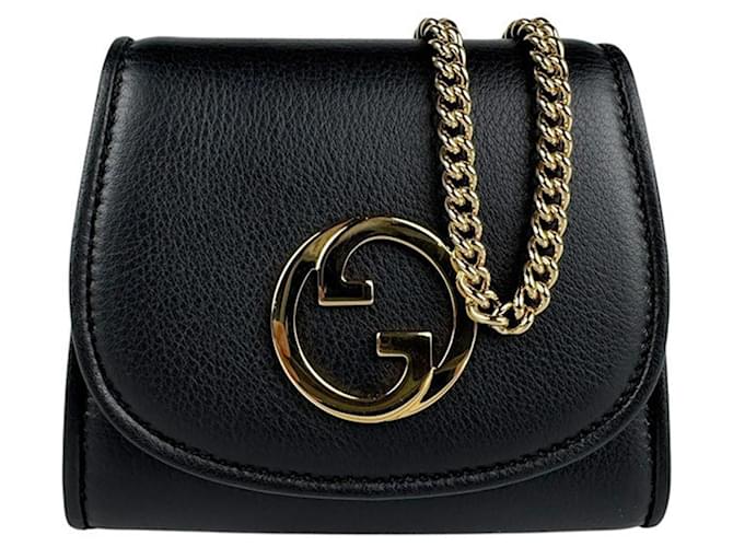 Gucci Black and Gold Shoulder Bag Golden Leather Metal ref