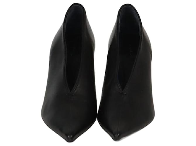 Céline Celine Black V Cut Pointed Toe Pumps Leather