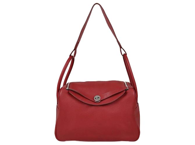Hermès Hermes Rouge Garance Clemence Lindy 34 Bag Leather ref
