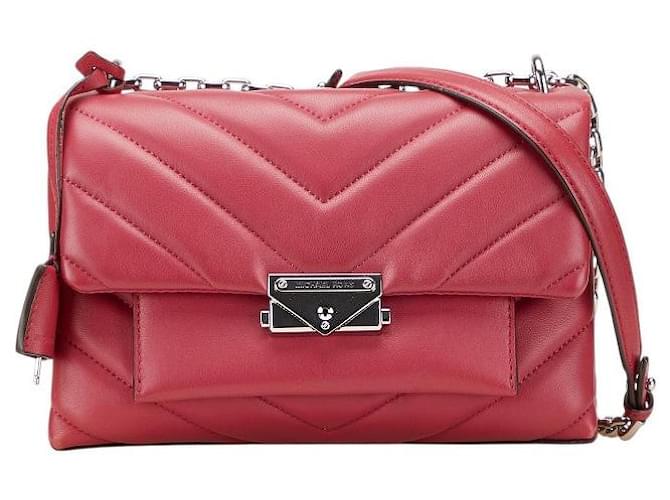 Michael Kors Cece Leather Shoulder Bag Red Joli Closet