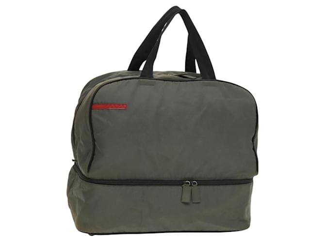 PRADA Sports Boston Bag Nylon Gray Silver Auth bs27925 Brown