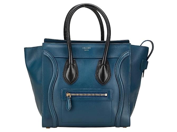 Bleu Sac Cuir Celine Céline Sac à Main En Cuir Celine Luggage