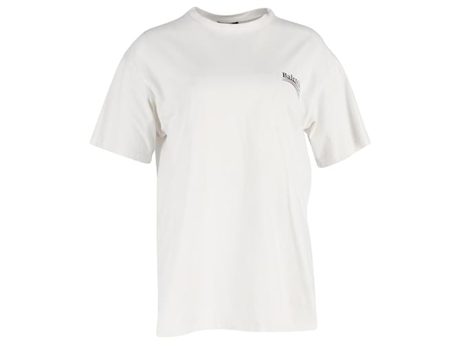 Balenciaga Political Campaign Logo Print T-Shirt in White Cotton