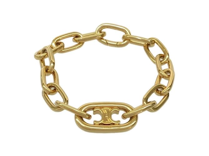 専用 CELINE セリーヌ two tone bracelet Céline Celine Triomphe Link Bracelet in Gold Golden Metal ref