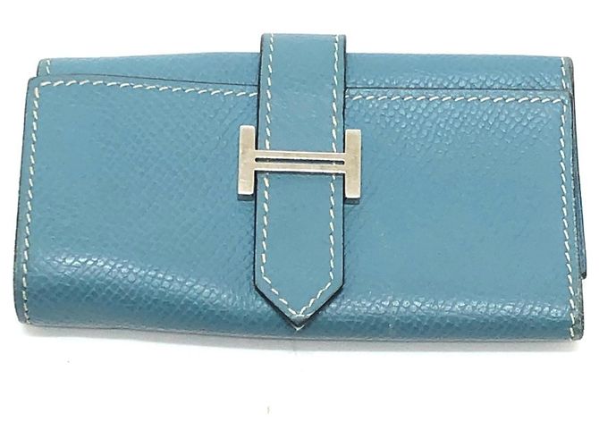Étui à Clés Authentique Hermès Bearn En Cuir Epsom - Couleur Jaune Poussin - Occasion Très Bon état