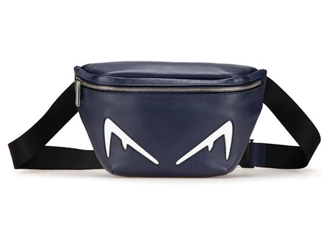 Fendi Bugs Eye Waist Bag Navy blue Leather ref.2407233 - Joli Closet