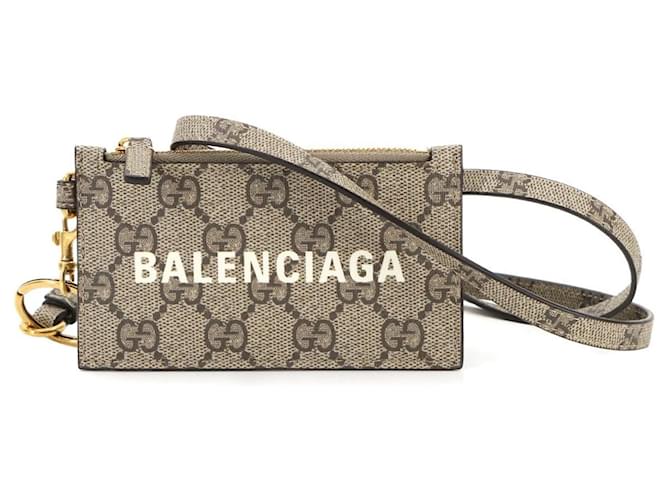 Gucci Balenciaga Hacker Card Case Brown Beige Cloth ref