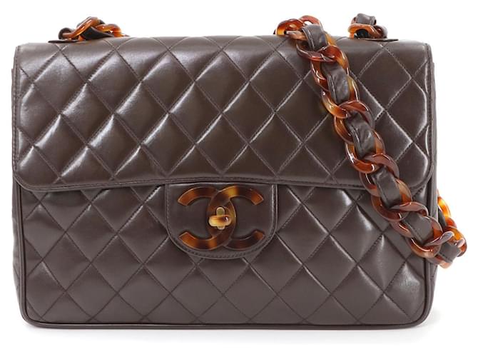 Chanel Matelasse Tortoiseshell Plastic Chain Shoulder Bag Brown