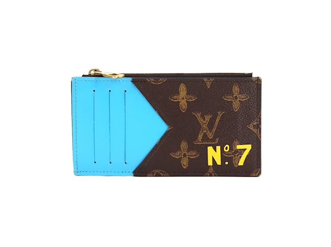 Porte-cartes à pièces RFID Monogram Louis Vuitton Cuir vernis Bleu