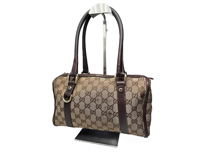 Vintage Gucci Monogram Canvas Leather bag beige brown ref