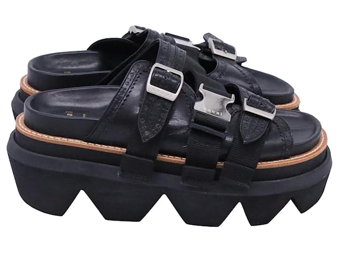 Sacai Wingtip Sandals in Black Cowhide Leather ref.JC2417584 (Sold