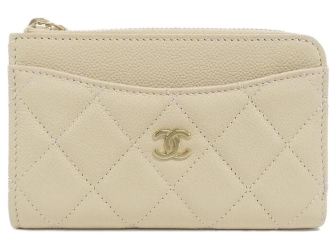 Porte-cartes de visite classique intemporel Chanel Beige ref - Main Image