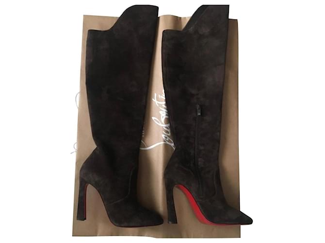 Christian Louboutin Eleonor botta 100 Dark brown Suede