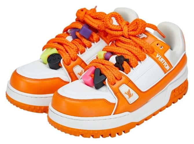 Louis Vuitton 2023SS LV Trainer Maxi Line Sneakers White Orange