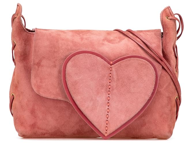 Sac à épaule en daim rose en forme de cœur Gucci Suede Cuir ref