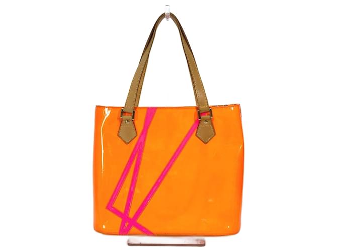 Louis Vuitton Monogram Vernis Fluo Houston Tote Bag Pink Orange