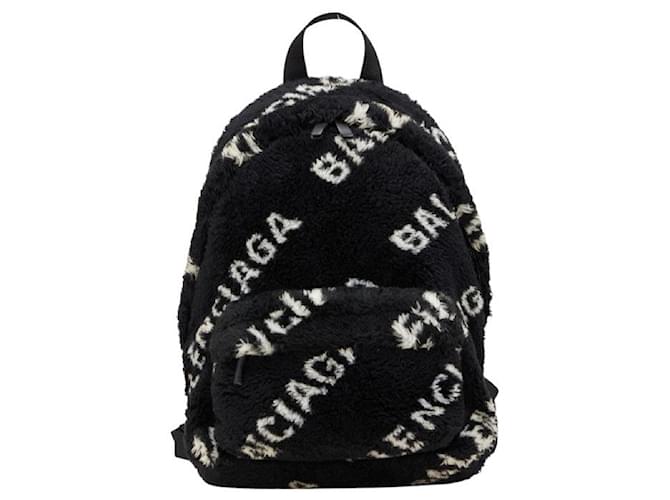 Balenciaga Everyday Fake Fur Leather Backpack Black White ref - Main Image