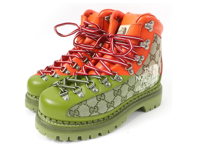 Gucci×The North Face Trekking boots GG canvas boots Orange Leather