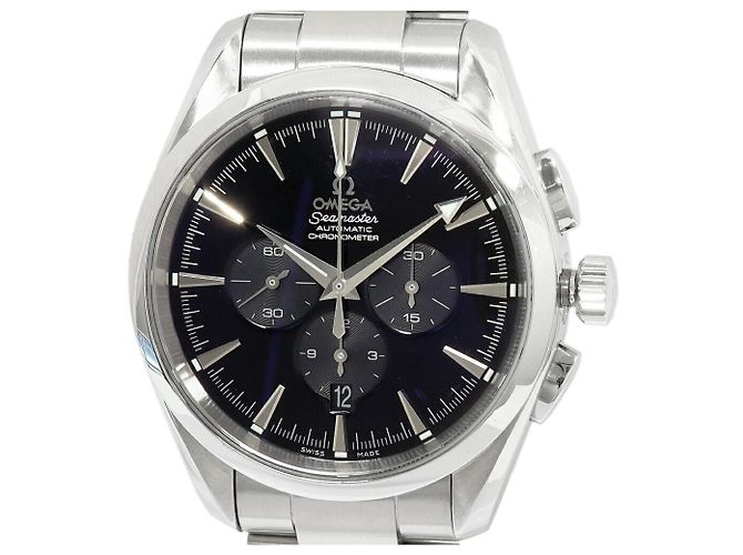 Omega Seamaster Aqua Terra Chronograph Stainless Steel Black Metal ref ...