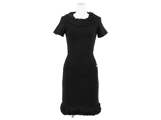 Chanel 08A P34482 Cashmere Knit Dress Black Polyester ref.2388953 - Joli  Closet