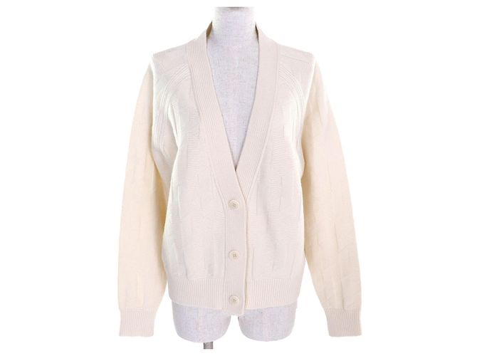 Hermès Hermes Bias H Serie Wool Cardigan Cream ref.2434801 - Joli Closet