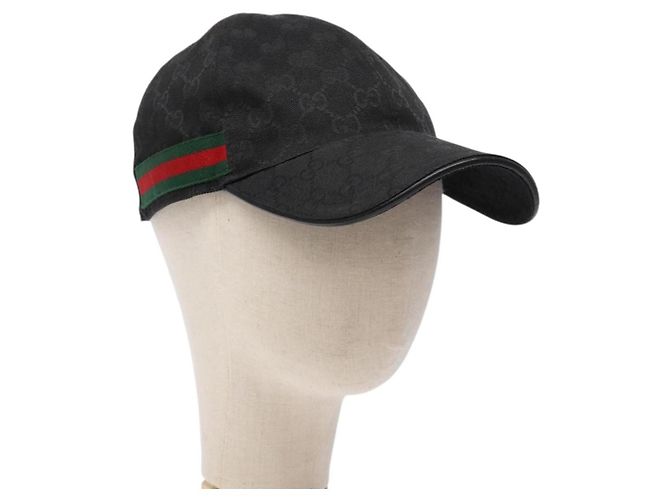 Gucci GG Sherry Line Baseball Cap Black GUCCI Sherry Line GG Logo Pattern Canvas Baseball Cap Hat  main image 4