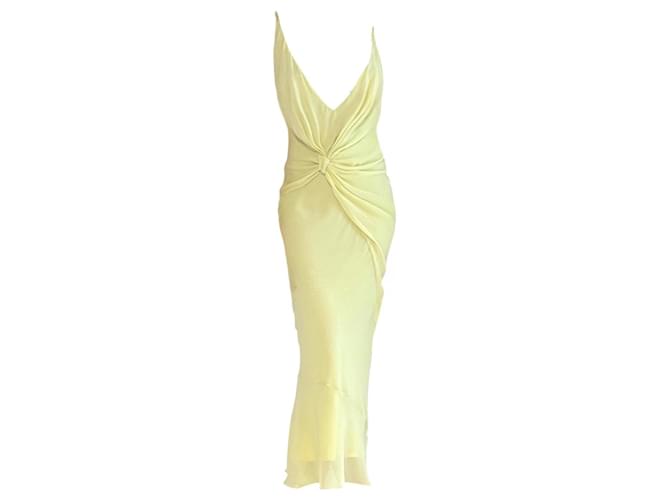 knee length dresses for ladies Vintage 1998 Christian Dior by John Galliano Navy Blue Silk Draped Bias-Cut  Evening Gown main image 1