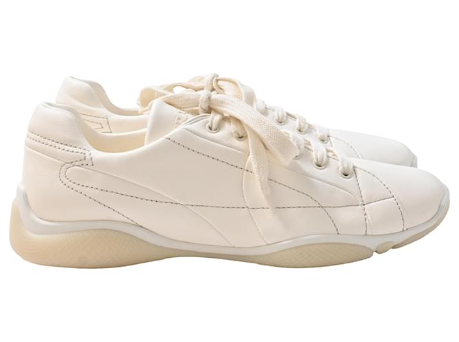 Prada Sneakers in Ivory Nappa Leather White Cream ref