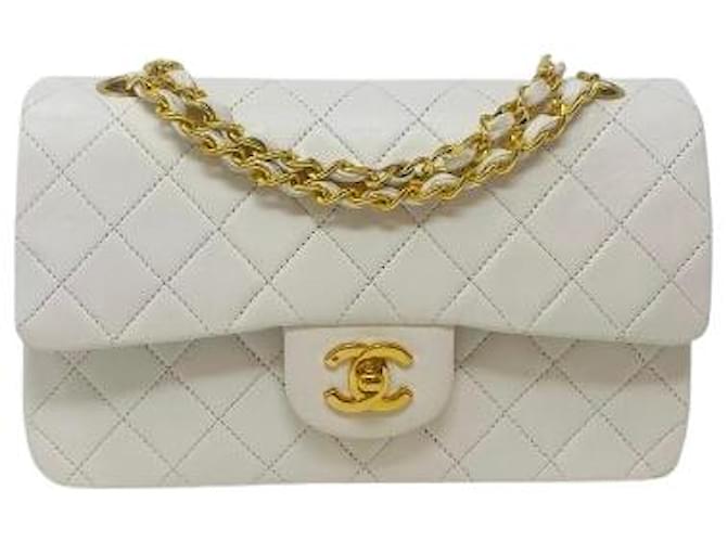 Chanel Timeless White Bag Double Flap Bag in White Lambskin with