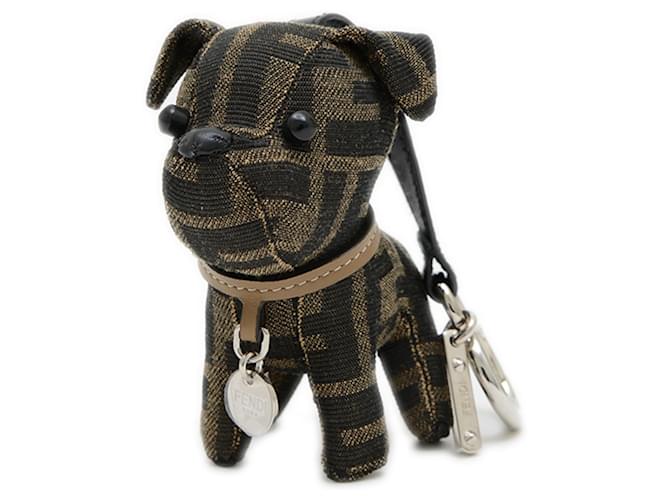 Fendi ITO Bag Charm Black Beige Leather Cotton Resin ref.JC2459421
