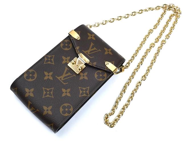 Louis Vuitton Metis Phone Pouch Shoulder Bag Brown Monogram Patent