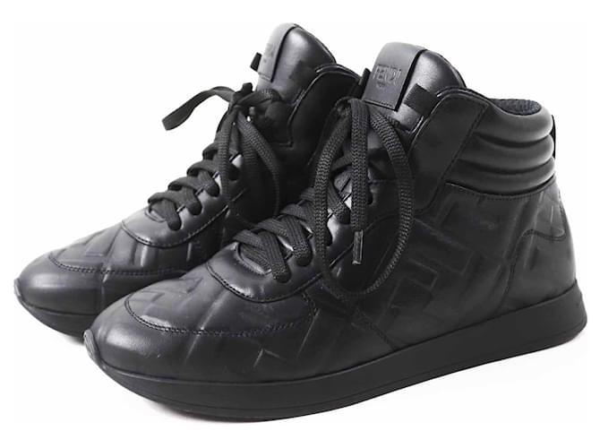 Fendi FF logo leather sneakers Black ref.2469185 - Joli Closet