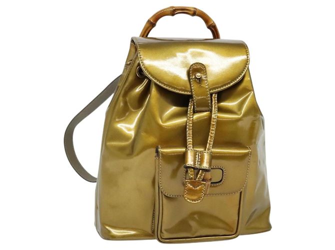 GUCCI Bamboo Backpack Enamel Gold 003 1705 0030 Auth BA4926  display picture 2