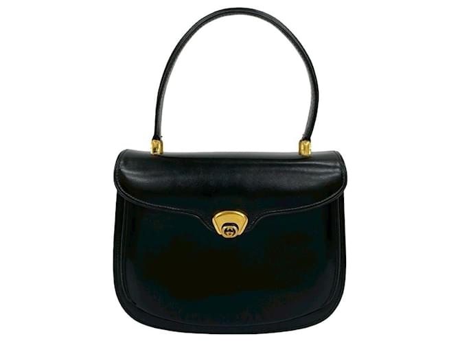 Gucci Old Logo Calfskin Handbag Black Leather ref.2471824 - Joli