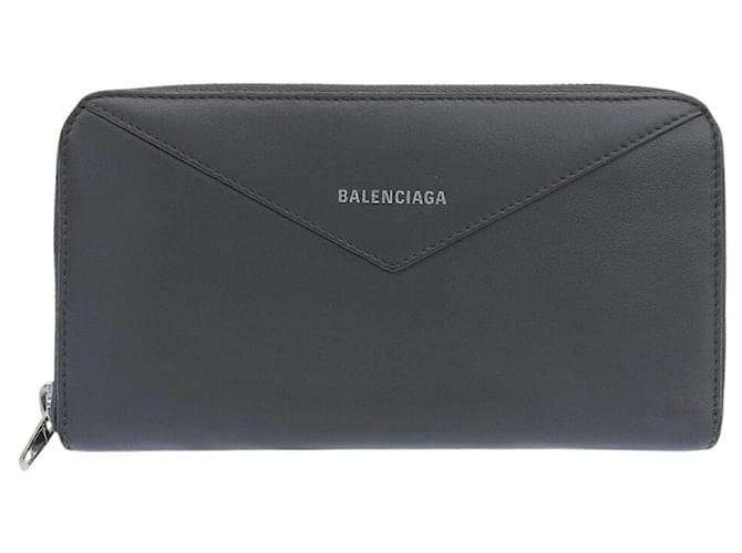 Cartera Continental de Cuero Balenciaga Gris Becerro