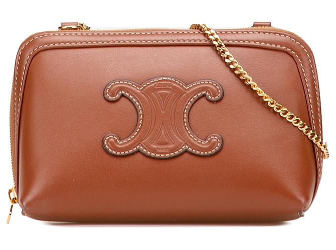 Pochette En Cuir Vintage Céline Paris - Marron, Fabrication Française Années 80