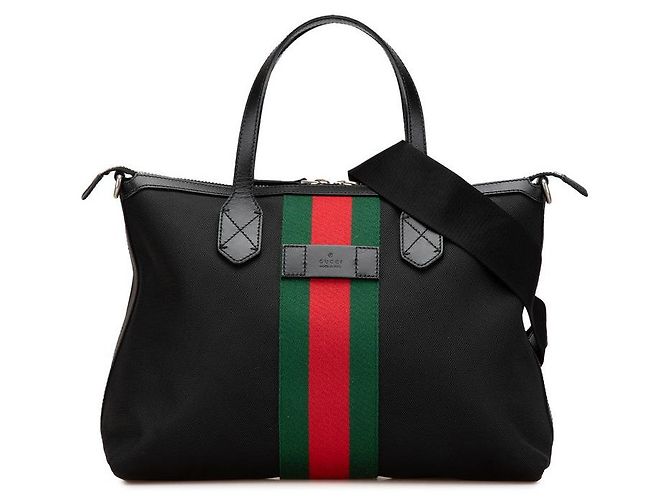 Gucci Line Design Gucci Sheline Line Canvas Leather 2way Bag Black Cloth ref.2485132 ...
