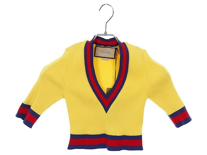 【GUCCI】セーター　イエロー Gucci Stretch Viscose Knit Top Multiple colors Yellow Polyester