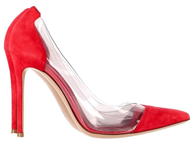 Red Suede Gianvito Plexi Gianvito Rossi Plexi 100 PVC Pumps In Red