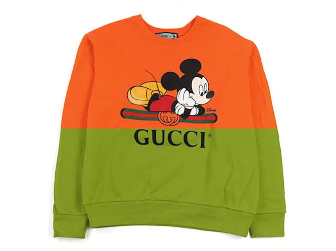 Gucci×Disney Mickey Mouse Print Web Line Sweatshirt Orange Cotton
