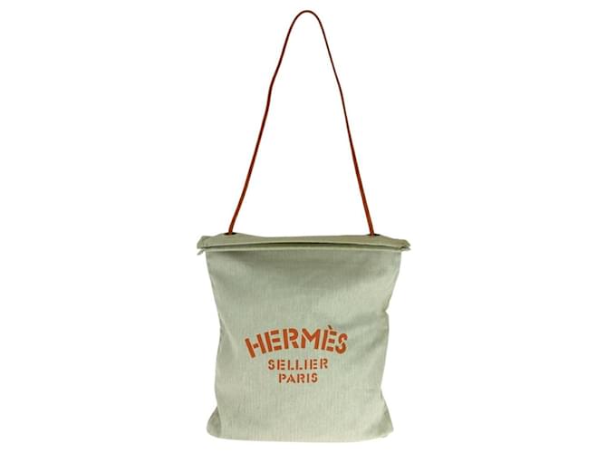 Hermès Hermes Aline GM Canvas Tote Bag Orange Cloth