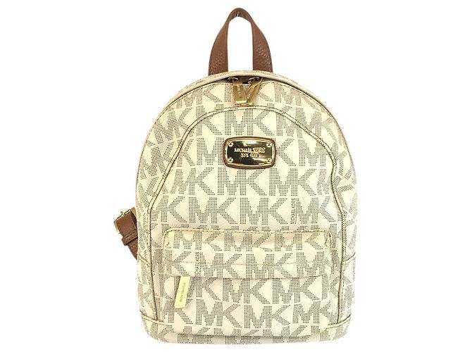 Michael Kors MK Signature PVC Backpack Beige Cream Camel  display picture 1